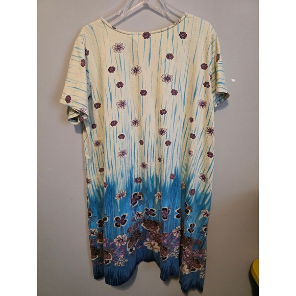 Anna Maxwell Womens Sz 18/20 Floral Short Sleeve Beachy vacation Coastal Lounge - Picture 2 of 7